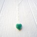 Long Druzy Necklace Sterling Silver Green Druzy Heart Pendant Long Chain Jewellery 925 Unique Handcrafted Drusy Glittery Geode N-178