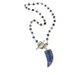 Denim Blue Necklace Sterling Silver Jewelry Sodalite Natural Gemstone Jewellery Wire Wrapped Horn Pendant Charm Unique N-269