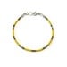 Thin Yellow Bracelet - Sterling Silver Yellow and Tan Beaded Bracelet Stackable Layering Everyday Minimal B-264
