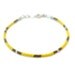 Thin Yellow Bracelet - Sterling Silver Yellow and Tan Beaded Bracelet Stackable Layering Everyday Minimal B-264