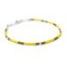 Thin Yellow Bracelet - Sterling Silver Yellow and Tan Beaded Bracelet Stackable Layering Everyday Minimal B-264