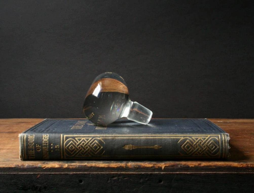 Glass globe bottle stopper, vintage glass stopper,