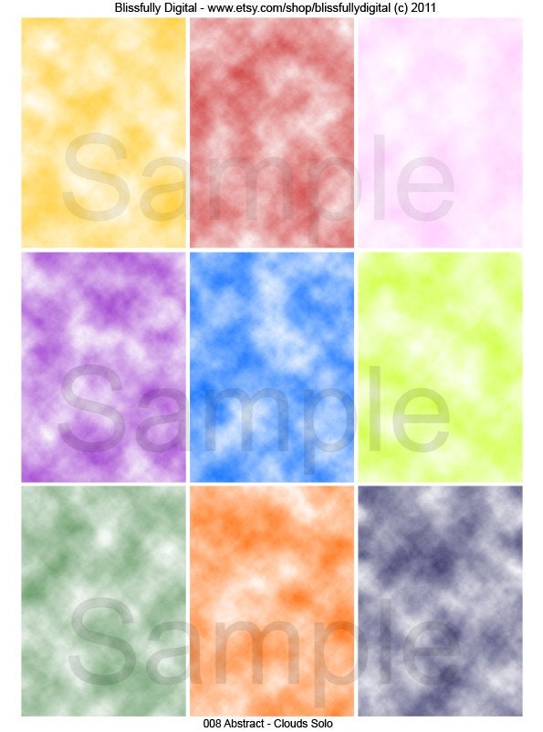 Digital Collage Sheet ATC/ACEO Scrapbooking Mixed Media Altered Art Tags Journalling Cloudss Solo Abstract 008