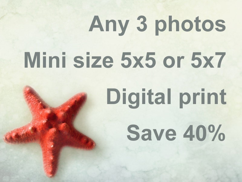 Discounted set of photographs, afordable art, mini size, 5x5 or 5x7, mix and match, choose any 3, save 40%, Digital print
