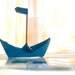 Blue nursery decor, paper boat, still life photo, origami, 8x6 - titled: Calm Waters