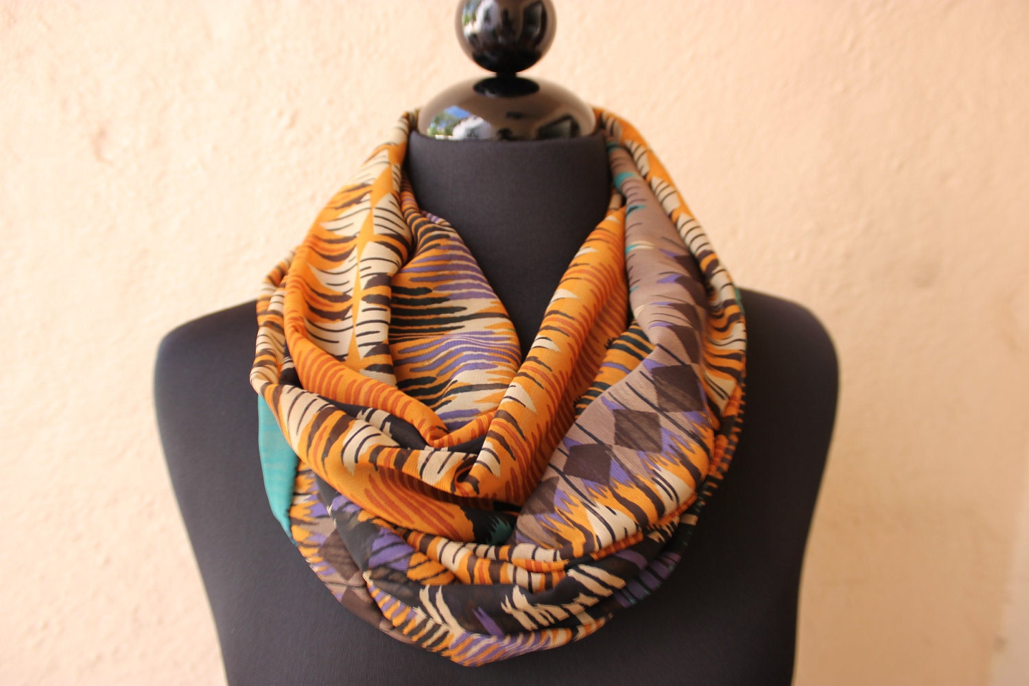 Infinity chiffon circle scarf- tribal inspired