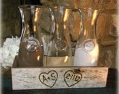 Birch Bark Sand Ceremony or Wine Ceremony Set 3 Bottle Vases in a Crate Personalized Centerpiece