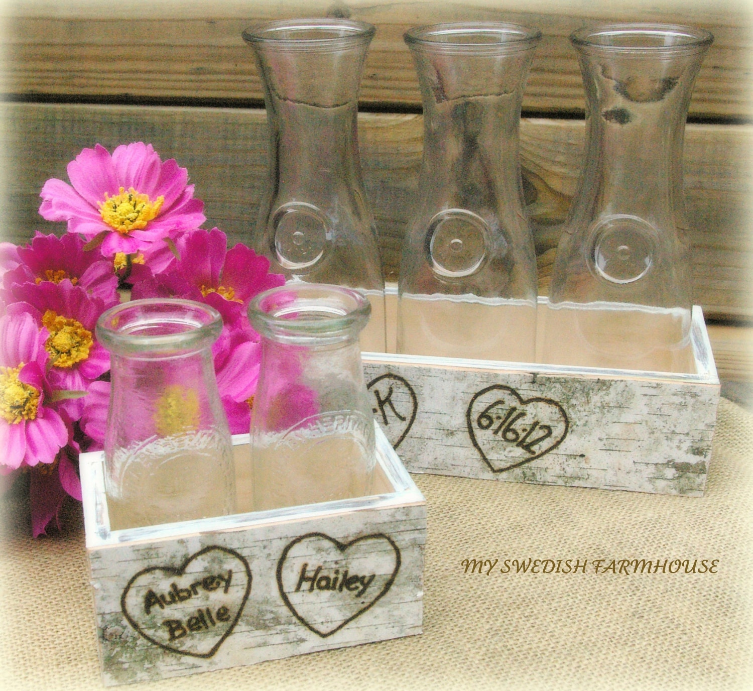 Birch Bark Sand Ceremony Set for Your Children Crate Personalized Centerpiece (3 Person/Child)