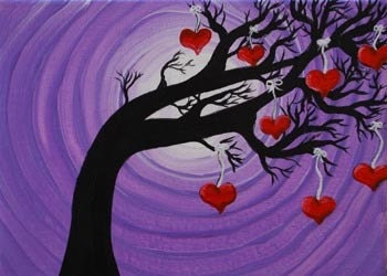 Love Grows Tree Abstract Giclee Art Print of Original Painting 13x18 12x16 11x14 10x13 9x12 8x10 7x9 6x8 5x7 4x6 ACEO ATC 2.5x3.5 A0001