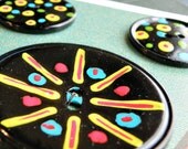 Giant Handpainted vintage buttons - (qty 5)  C015