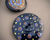 Vintage buttons painted freehand for autumn- zig zag, stripes and dots (qty 5)  C029