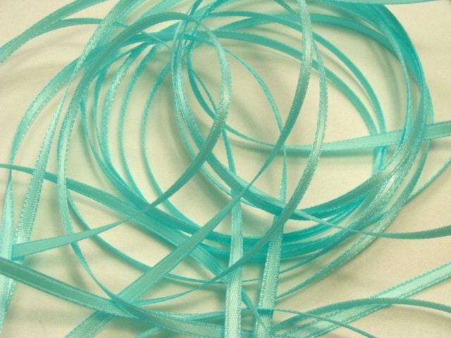 10 yds of 1/8" Satin Ribbon in Aqua Blue