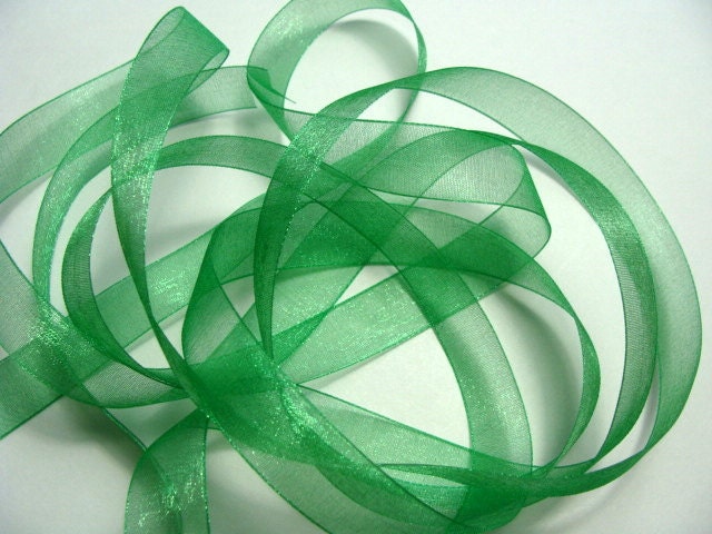 5 yds 5/8" Organza Ribbon - Emerald Green