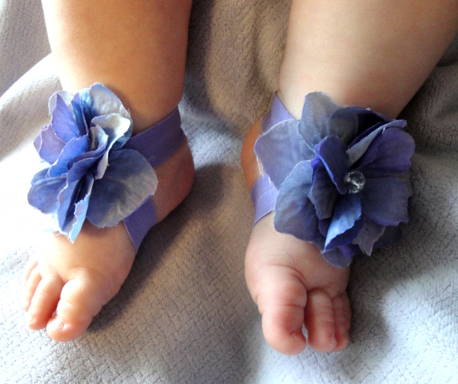 Baby Sandals, Baby Shoes, Barefoot Blossom(TM), Purple or Pink Petal Fairy Feet