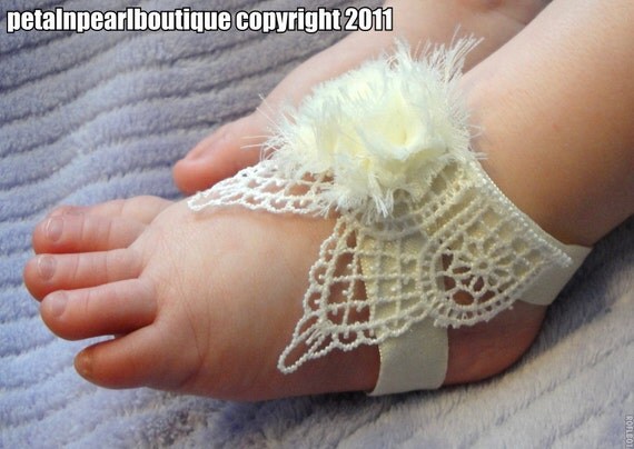 Shoes, Baby Sandals, Barefoot Blossom (TM), Vintage Inspired Cream ...