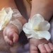 Baby Sandals, Baby Shoes, Barefoot Blossom (TM) Off-White Hydrangea