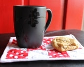Handstitched Polka Dot Mug Rug SHIPPING INCLUDED