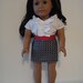 18" American Girl Doll outfit black skirt, white blouse and red jacket