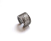 Perforated Elongated Honeycomb Ring - stainless steel ring, 3d printed modern jewelry, fashion gifts