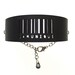 Slim Barcode Cuff in Black, IAMUNIQUE adjustable size with gumetal chain. modern jewelry, black leather cuff bracelet