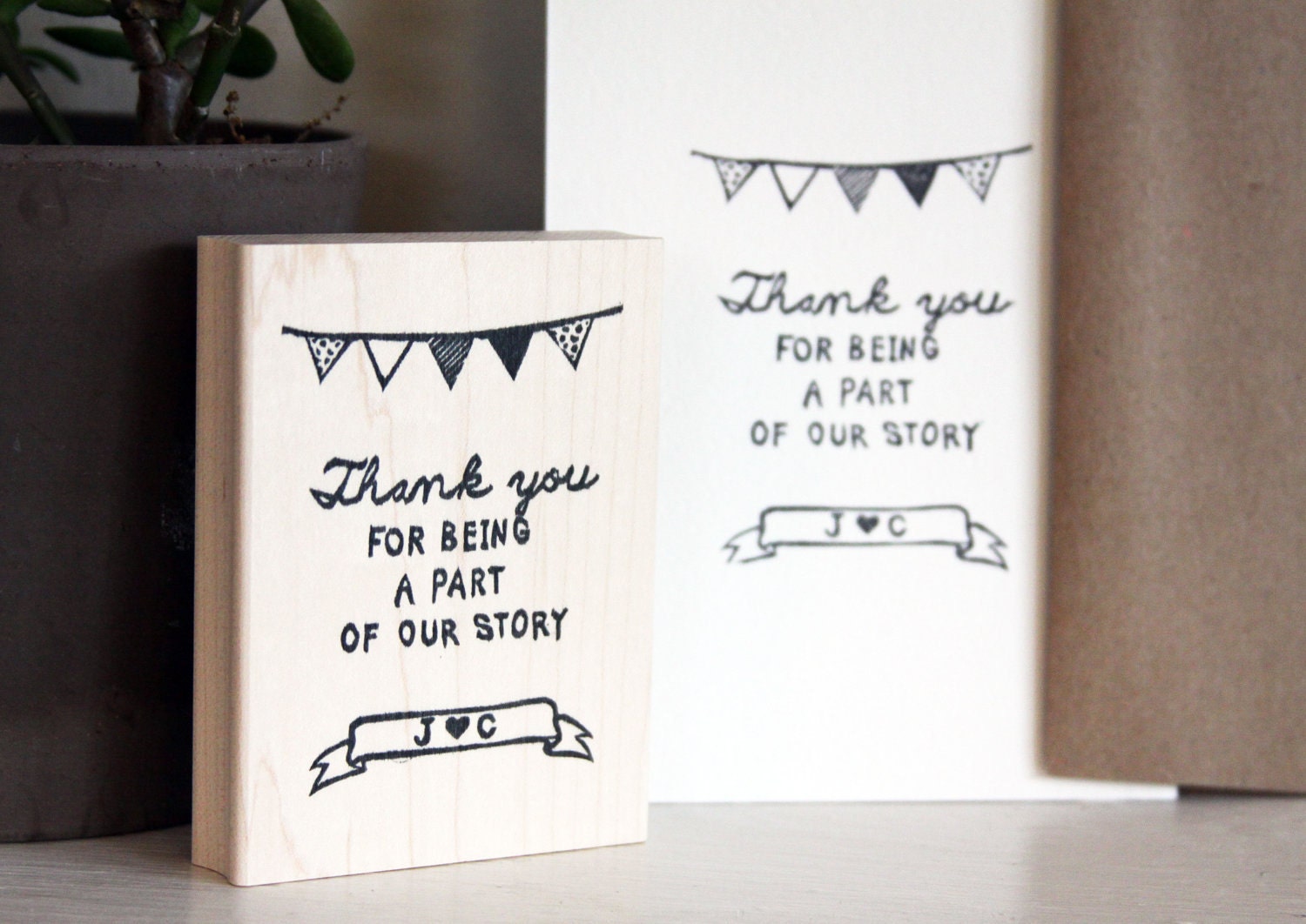 Thank You bunting wedding invite stamp