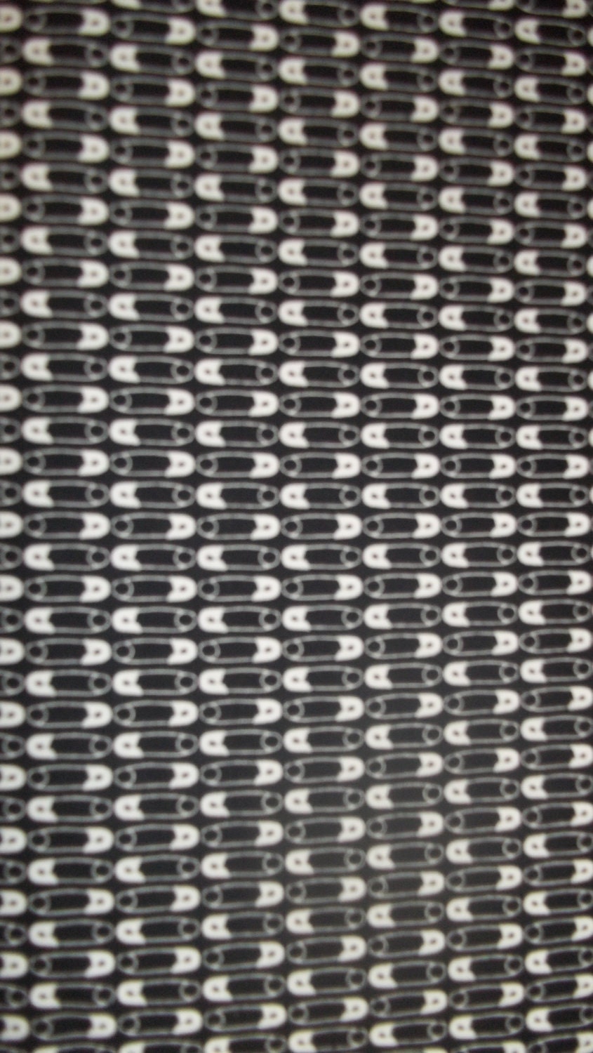 Sew Happy Safety Pins on Black Back ground goes with Button and thread Print By Mona Luna for Robert Kaufman 1 yard cotton quilt fabric