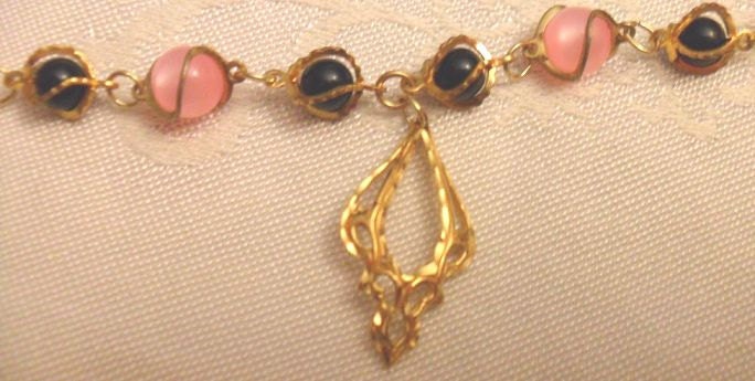 Caged Swirls Necklace w/ Cat's Eye Beads