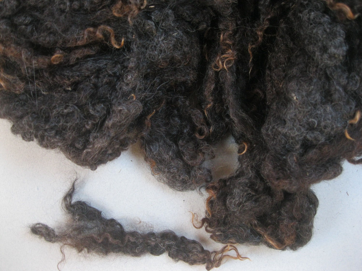 RESERVED for Softnwoolly Washed British Black Wensleydale wool 50gm. Very black with brown tips for spinning or felting