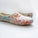 Felted wool slippers of summer colours, decorated with silk