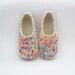 Felted wool slippers of summer colours, decorated with silk
