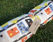 Unisex Organic Baby Blanket: houses and flats, organic cotton jersey with poly Fleece blanket backing..( ready to Ship)