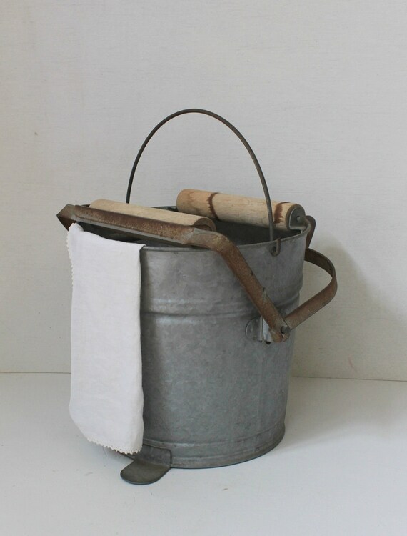 Vintage Galvanized Wringer Mop Bucket by MyVintageLane on Etsy