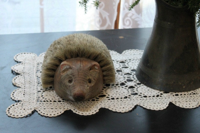 Antique Hand Carved Hedgehog Boot Scraper by MyVintageLane on Etsy