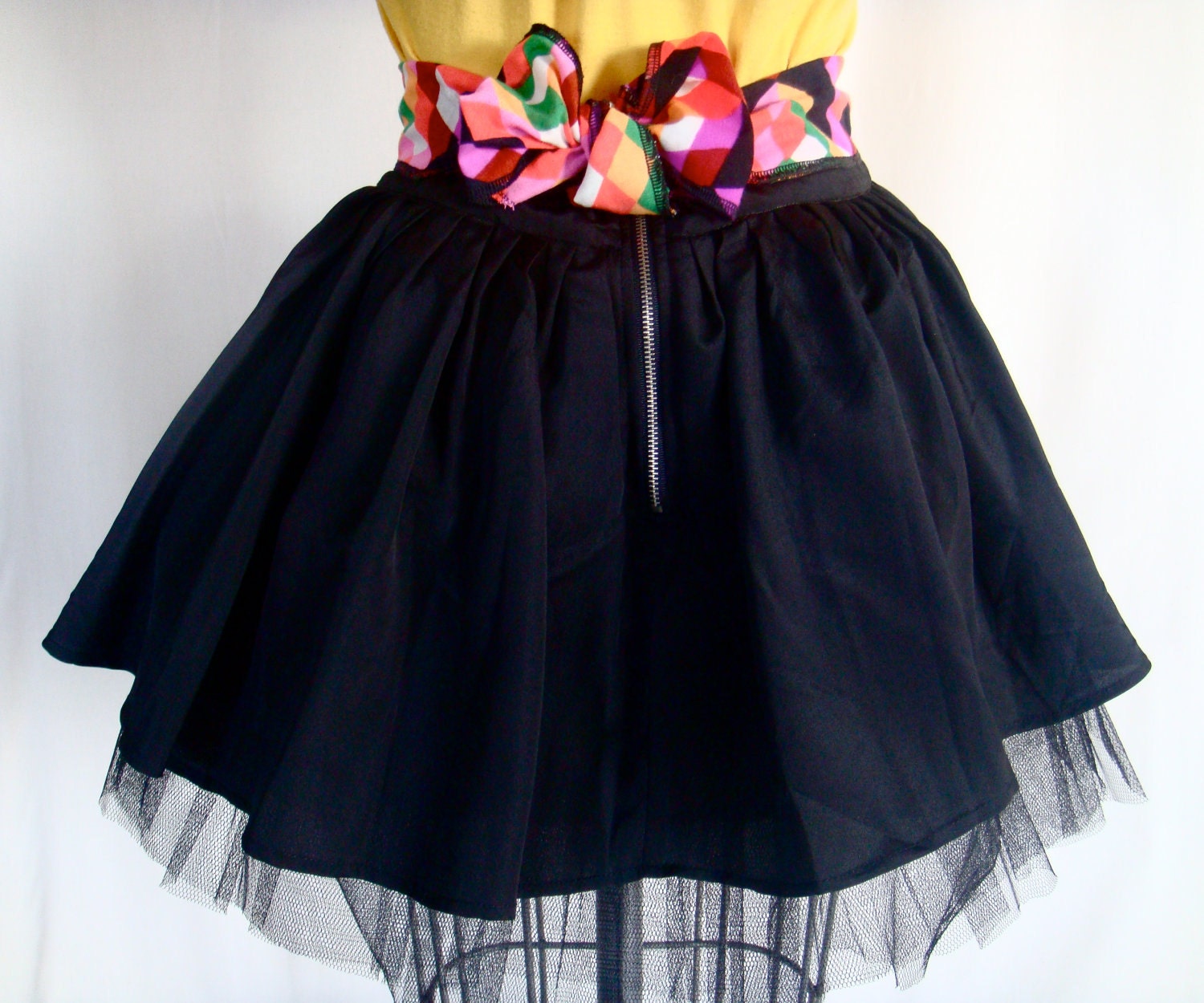 Funky Ballerina-esque Tutu Tee Dress with Zip Back and Tie Detail. Size Medium.