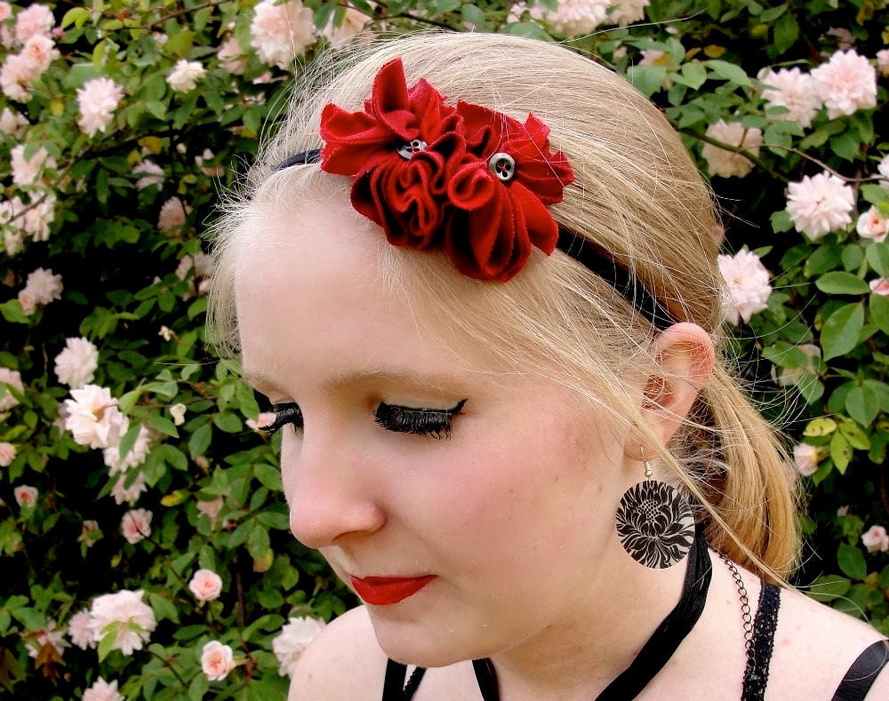 red flower headband eco friendly hair band women's accessory
