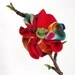 Red tie-dye fabric flower hair clip