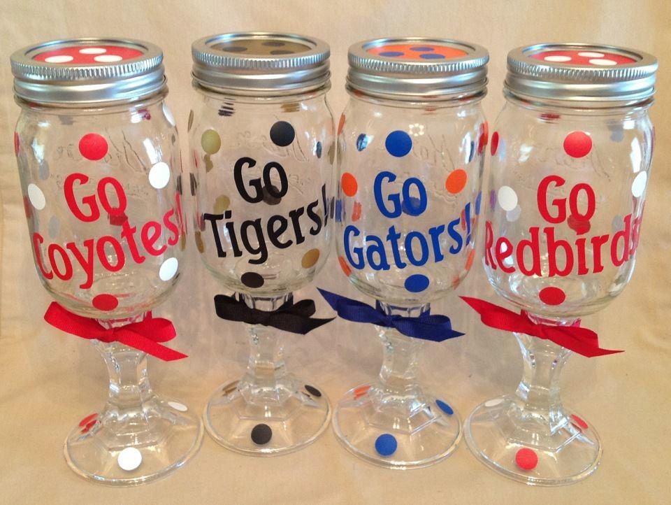 Custom-Made College Themed REDNECK WINE GLASS Pick Your Name & Colors