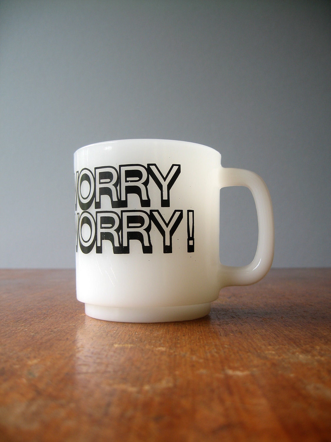 Retro Milk Glass Worry Worry Mug - RESERVED
