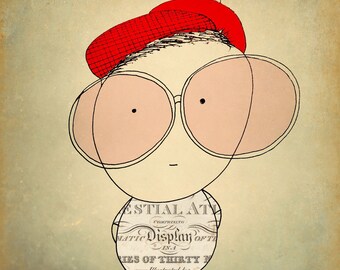 Boy art print illustration 12x16 poster