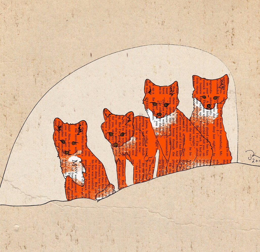 Fox art print illustration 12x16 poster