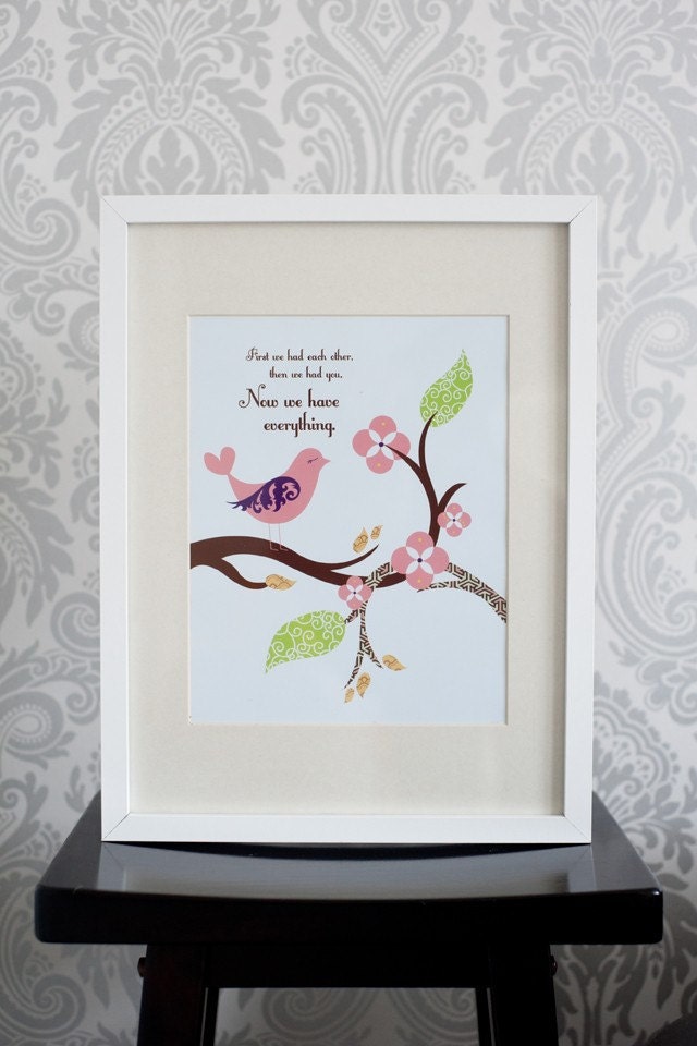 8x10 Print, Pink Brown and Green, Baby Girl Nursery