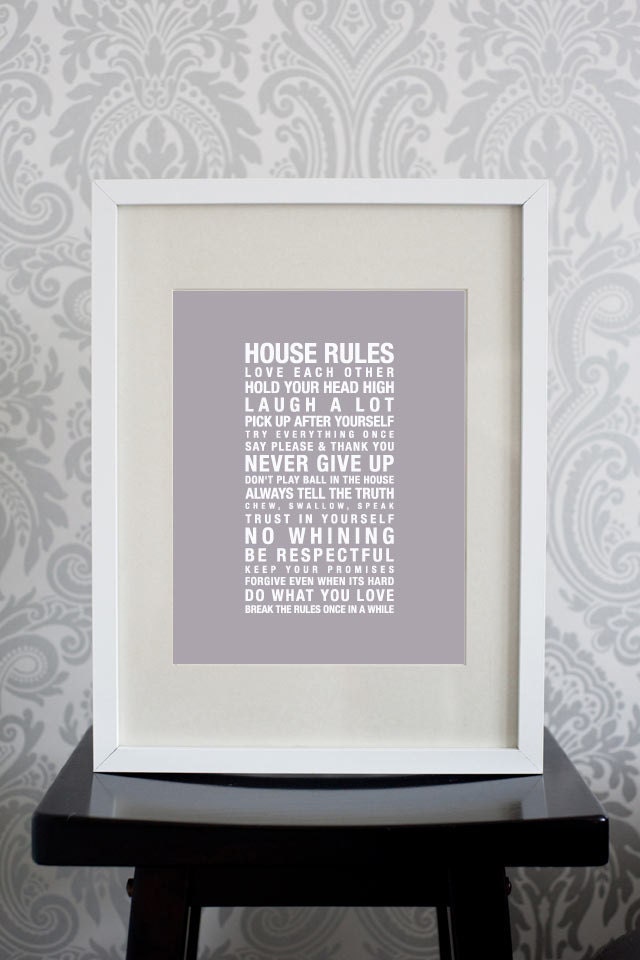 8x10 Print, House Rules, In this house we do