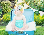 Lace Petti Romper - Aqua