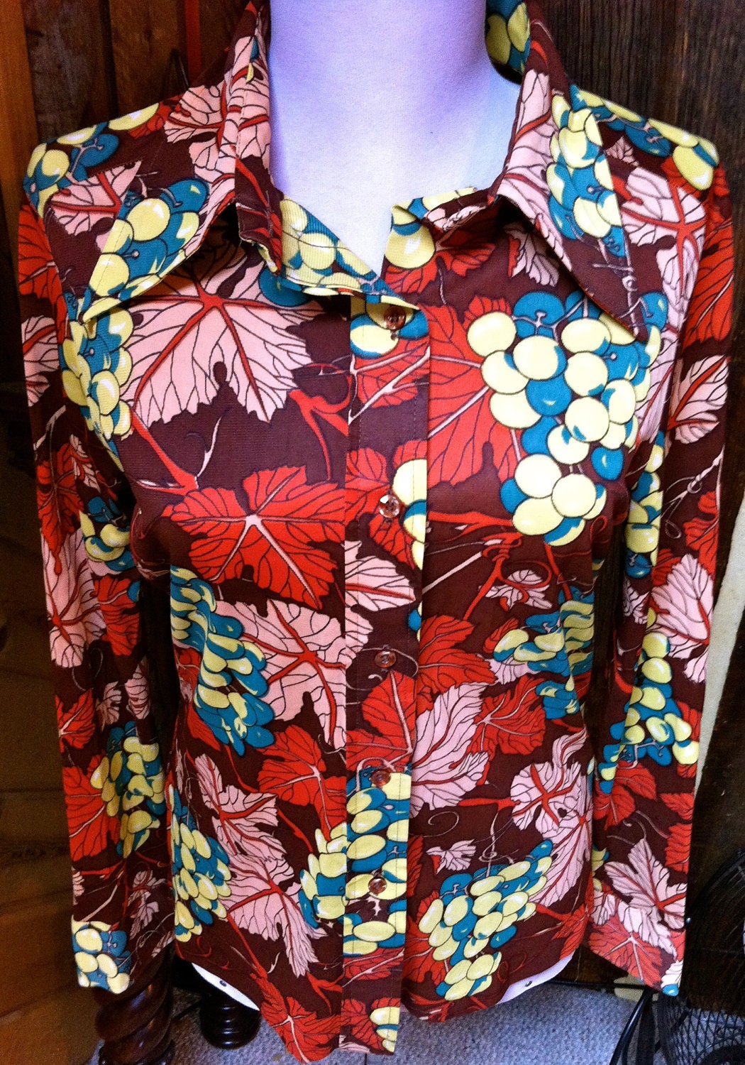 Vintage 1970's Napa Valley Grapes Blouse