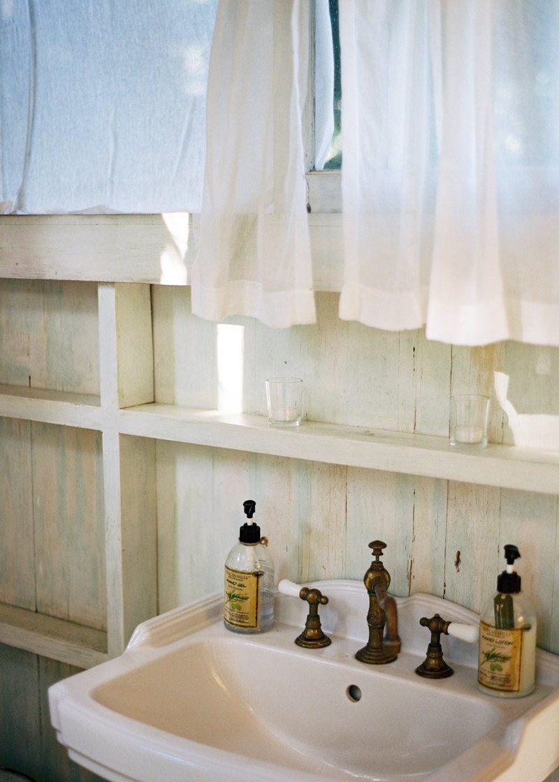 vintage bathroom decor - collection of two 5x7 fine art photos