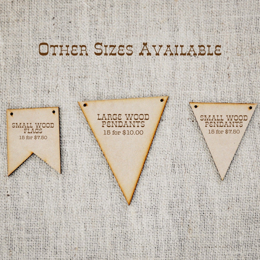DIY Wooden Pennant Banners Large Set of 15