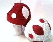 Toadstool Ornament in Crimson Red and Bright White