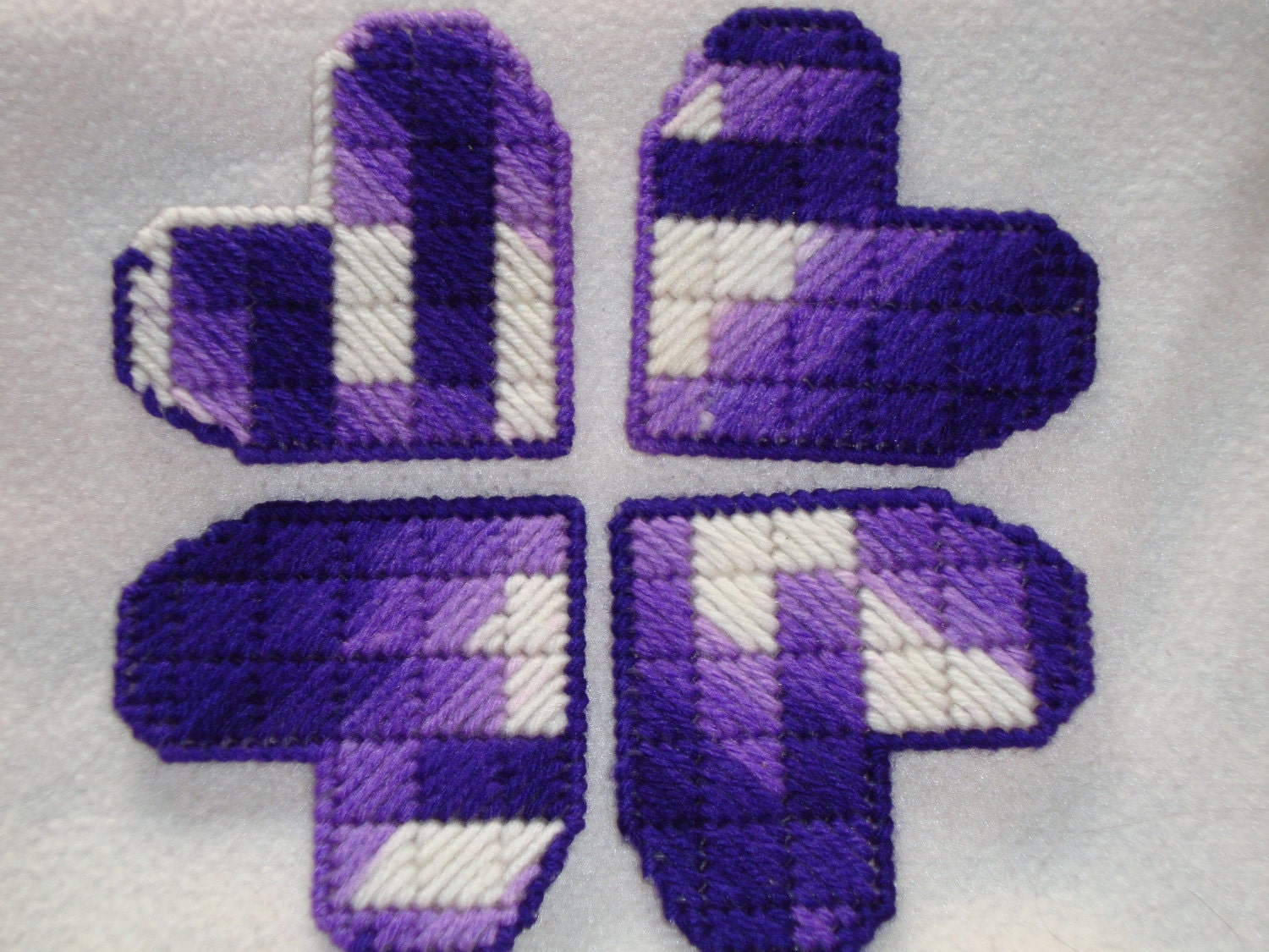 Purple and White Hearts-set of 4 - MastersCreations