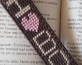 I Love Books Bookmark-Brown, Cream, Pale Pink
