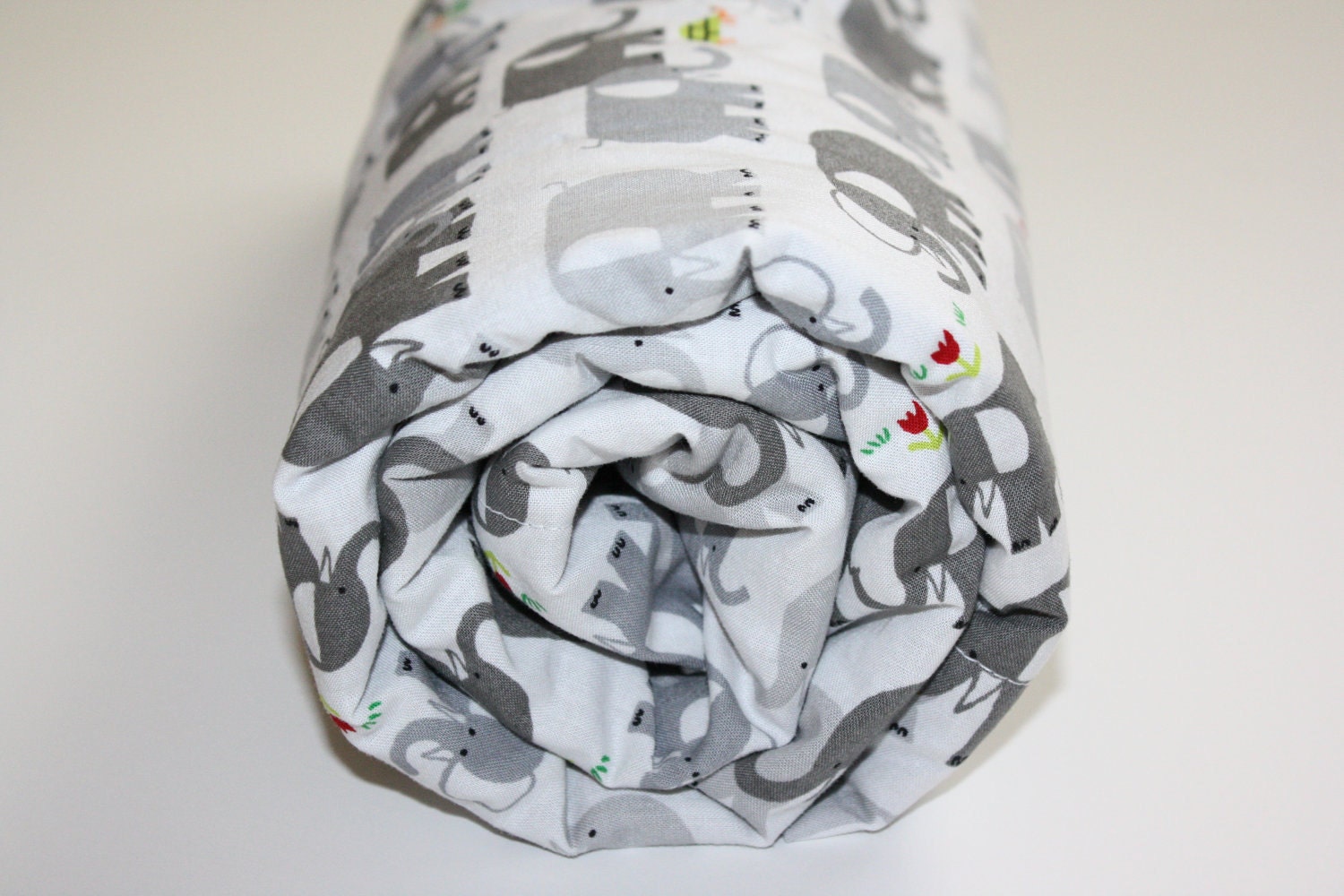 Organic Baby Blanket - Happy Drawing by Ed Emberley - Elephants with Charcoal Minky (30 X 32)